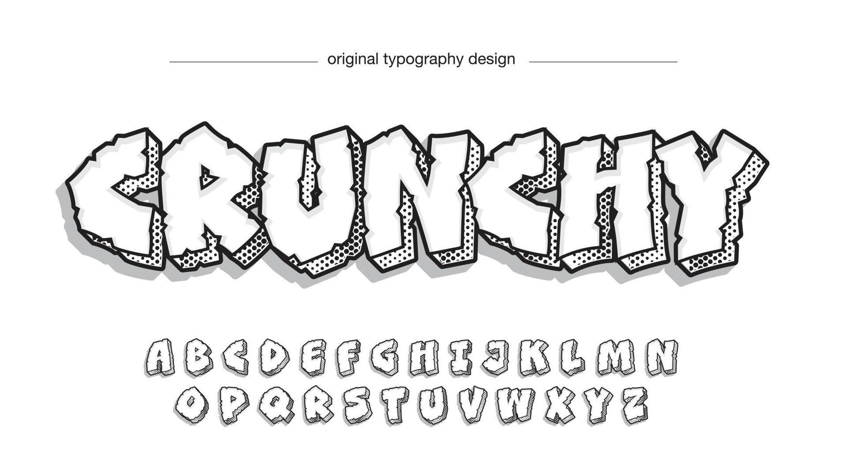 rugueux 3d audacieux coup de pinceau pointillé motif griffonnage typographie vecteur