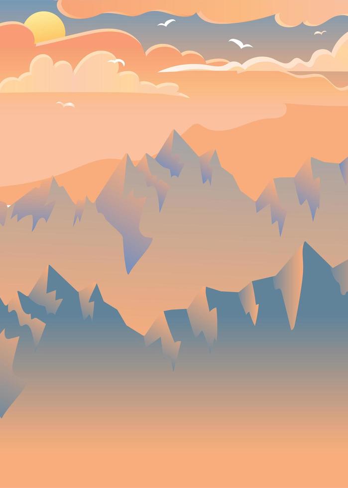 coucher de soleil dans les montagnes vector illustration