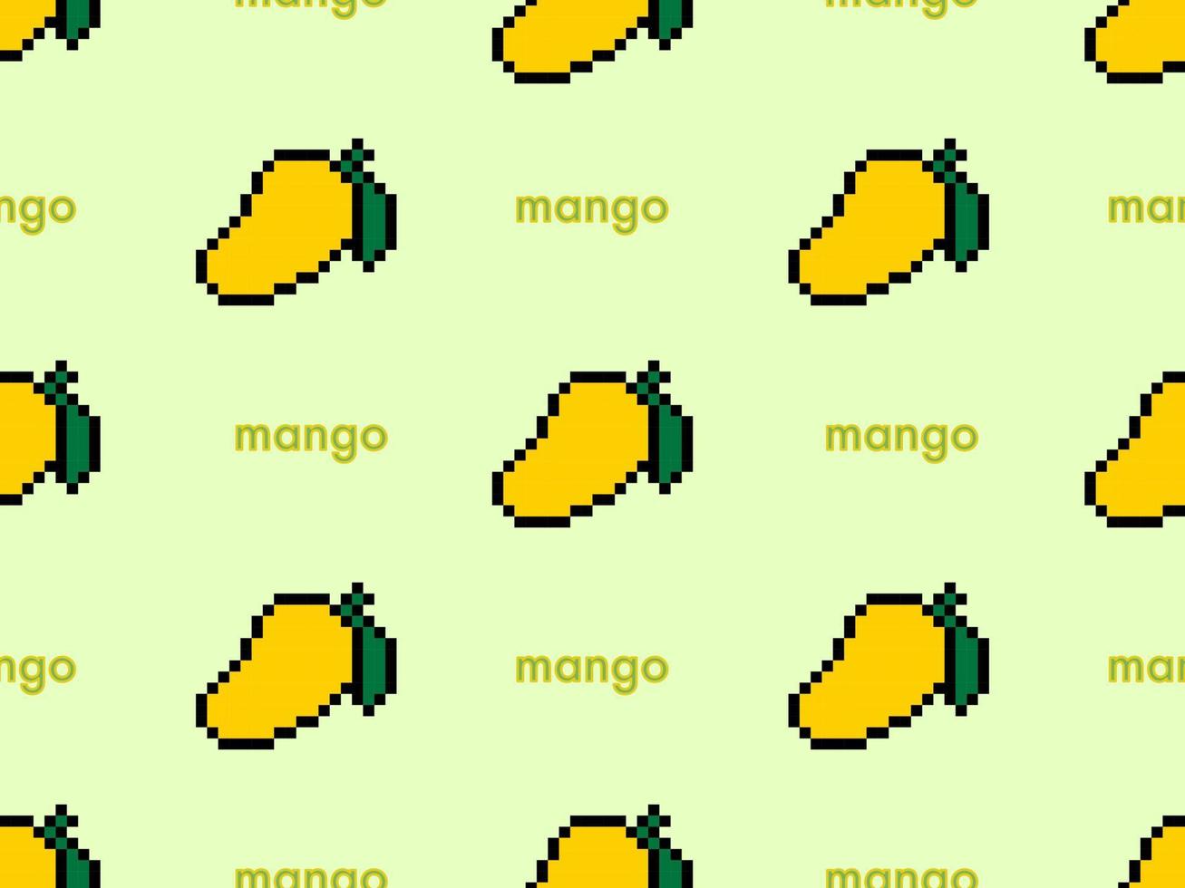 modèle sans couture de personnage de dessin animé de mangue sur fond vert style pixel vecteur