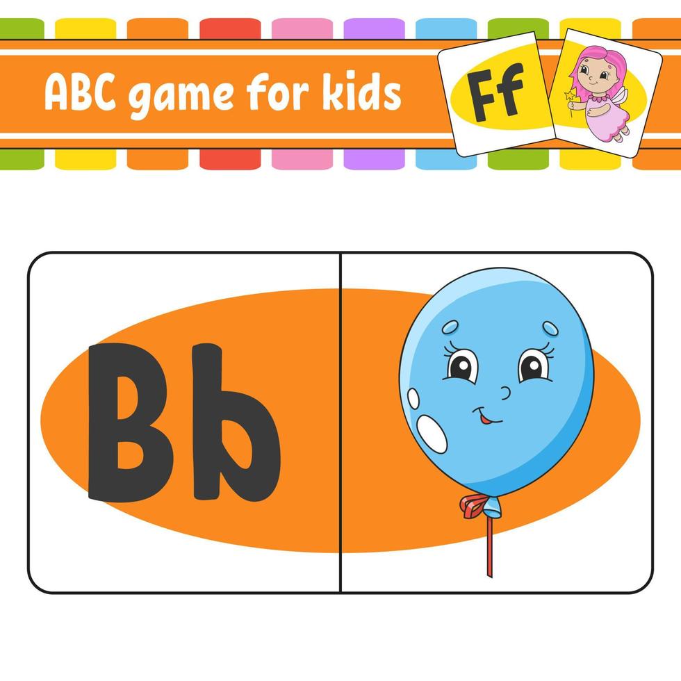 cartes flash abc. alphabet pour les enfants. apprendre les lettres. feuille de travail sur l'éducation. page d'activité pour étudier l'anglais. jeu de couleurs pour les enfants. illustration vectorielle isolée. style coon. vecteur