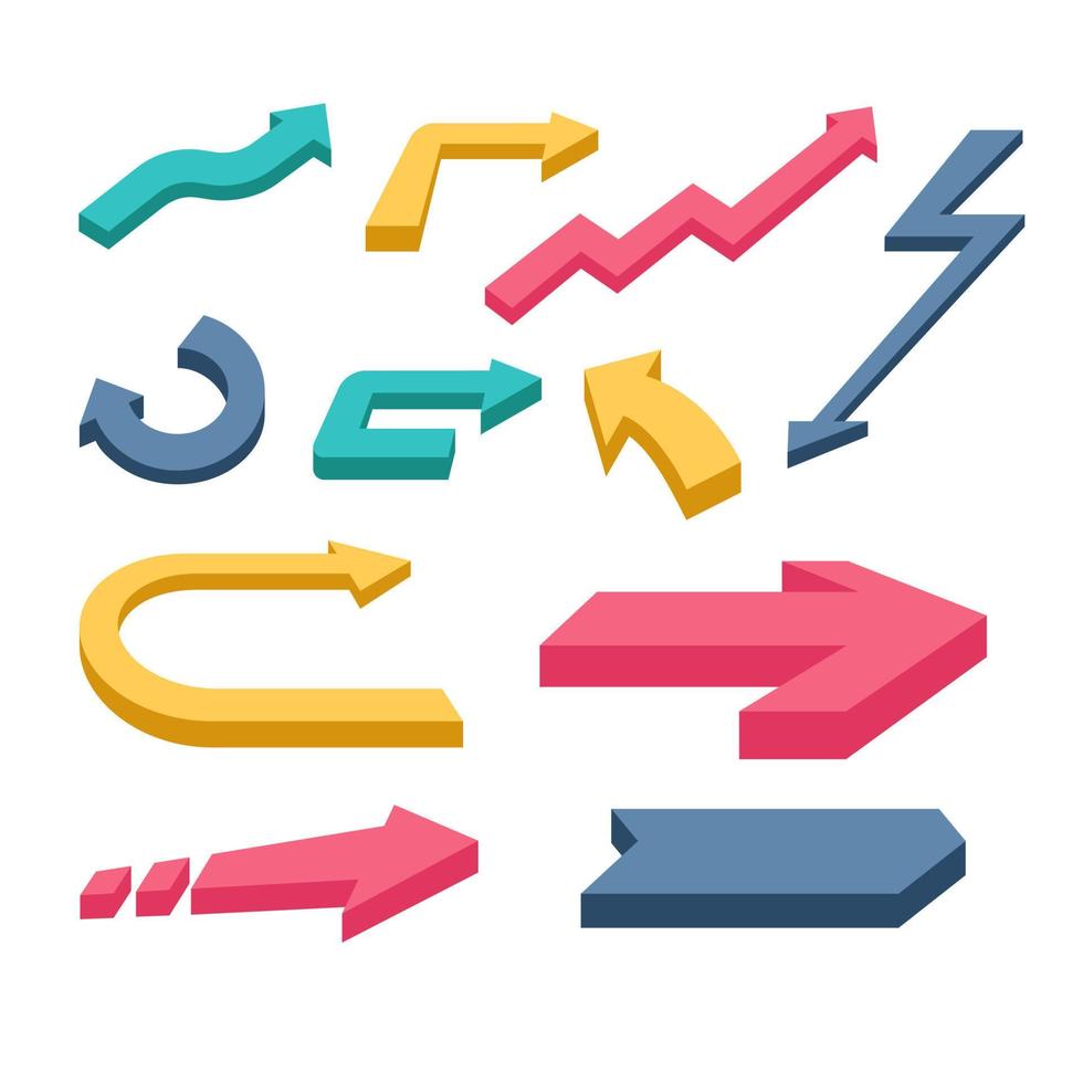 élément de flèche 3d coloré. adapté à l'élément de conception de l'infographie, de la bannière d'information et de la flèche de repère de guidage. vecteur