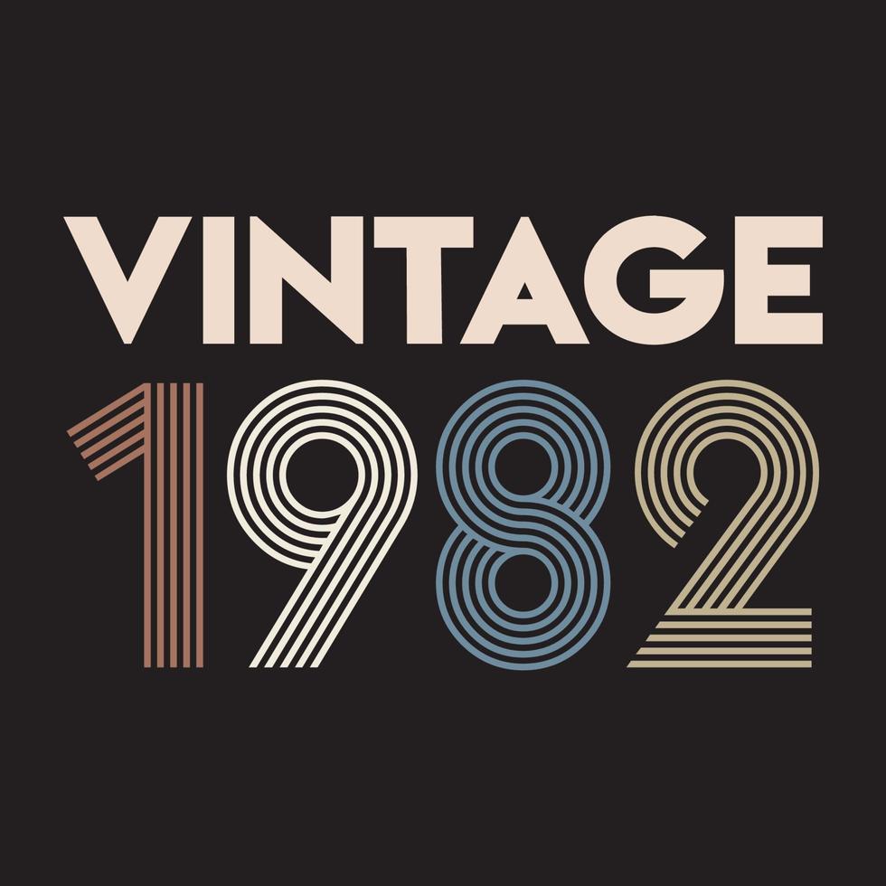 Conception de t-shirt rétro vintage 1982, vecteur, fond noir vecteur