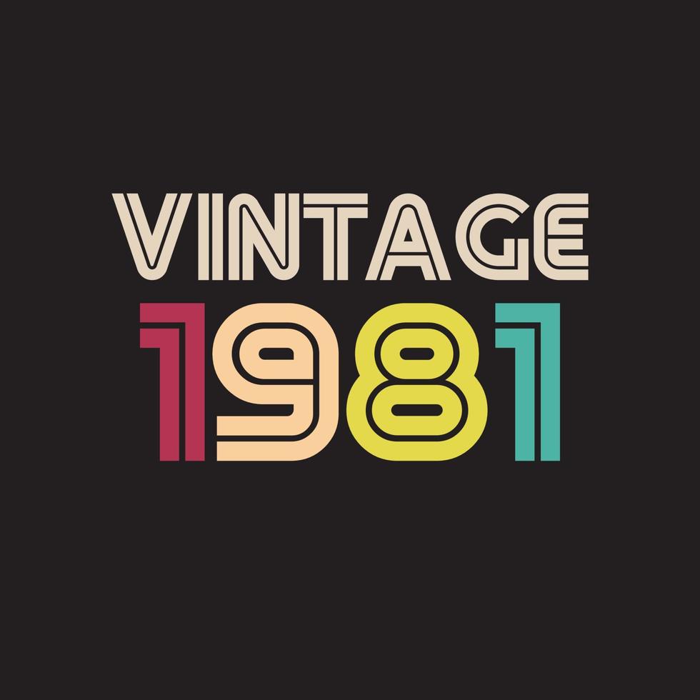 Conception de t-shirt rétro vintage 1981, vecteur, fond noir vecteur