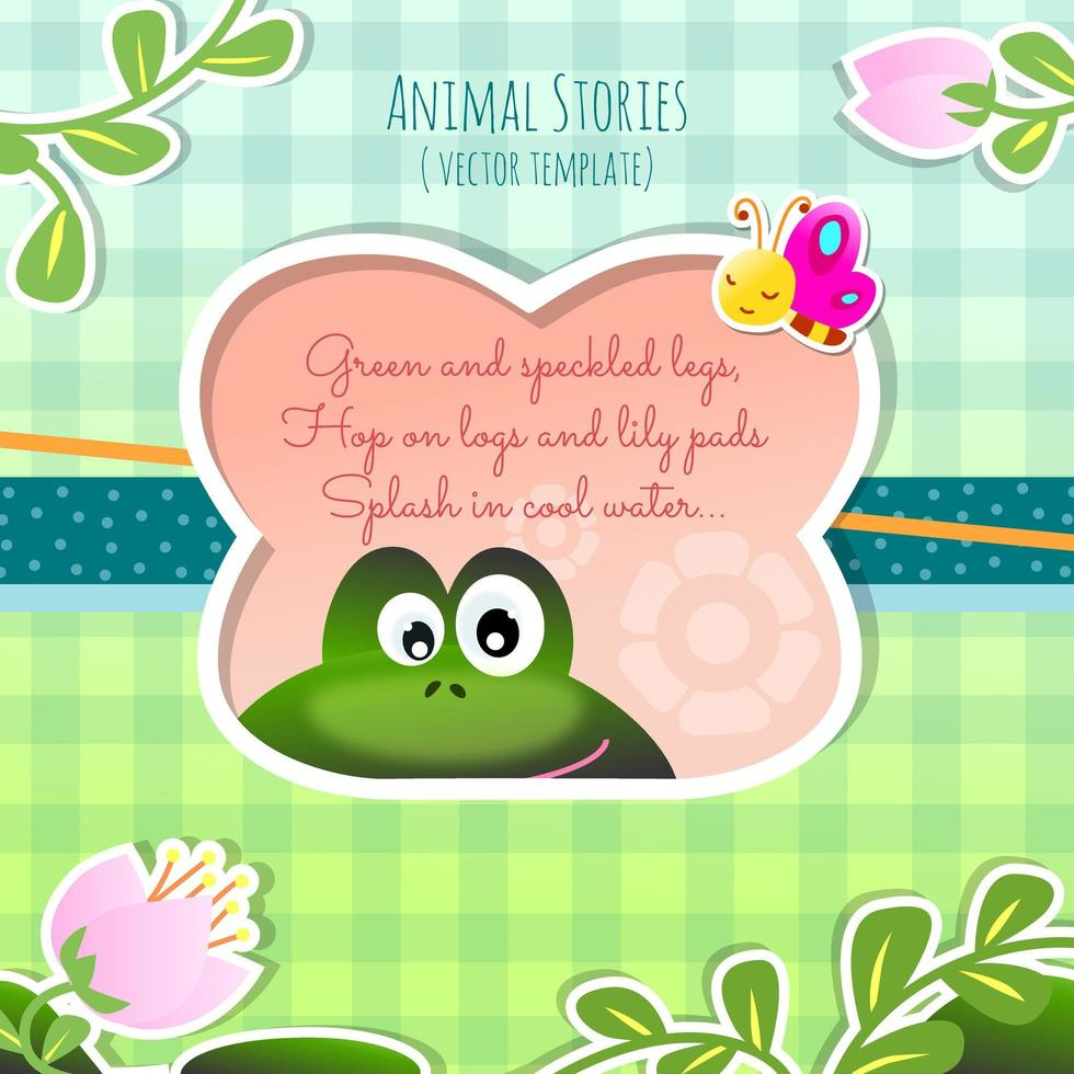Modèle de grenouille d&#39;histoires animales pour enfants vecteur
