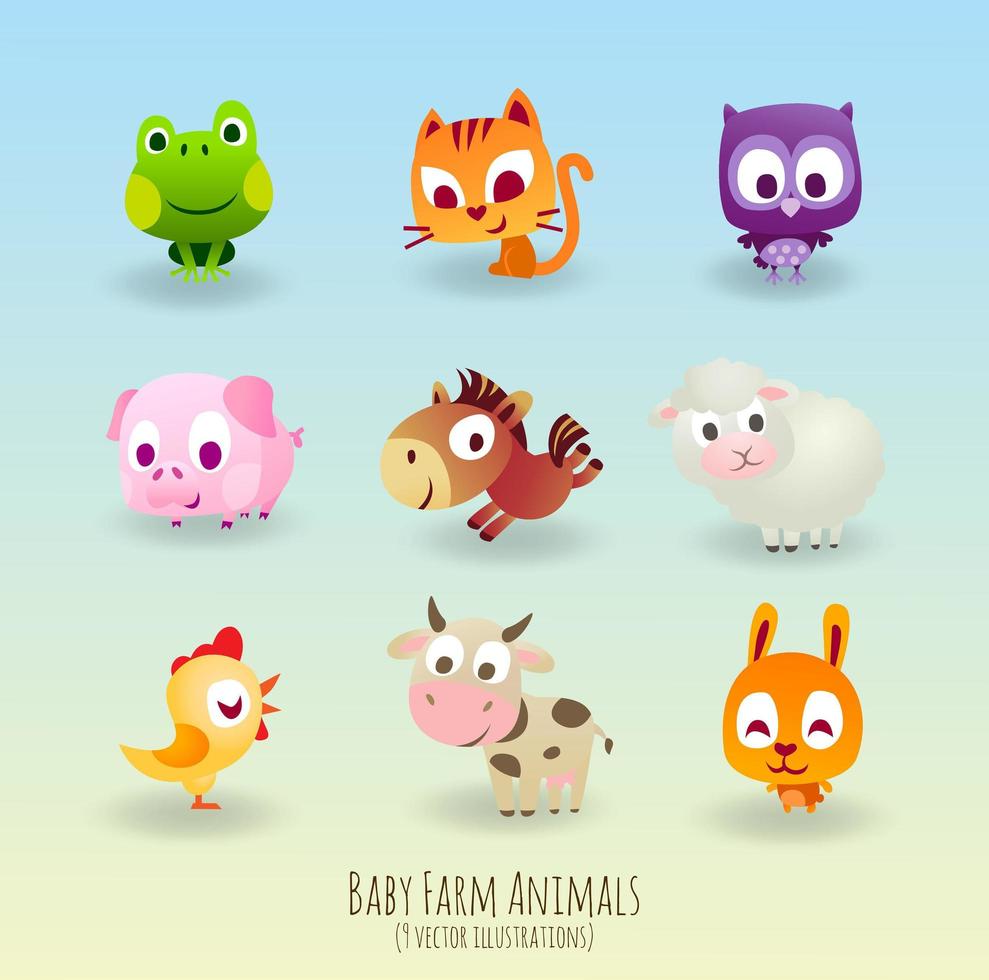 Ensemble de personnages d&#39;animaux de ferme pour enfants vecteur