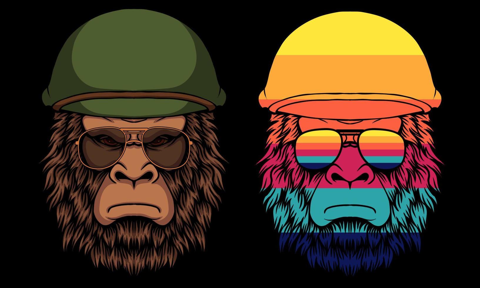 bigfoot cool portant un casque soldat 2ème guerre mondiale illustration vectorielle vecteur