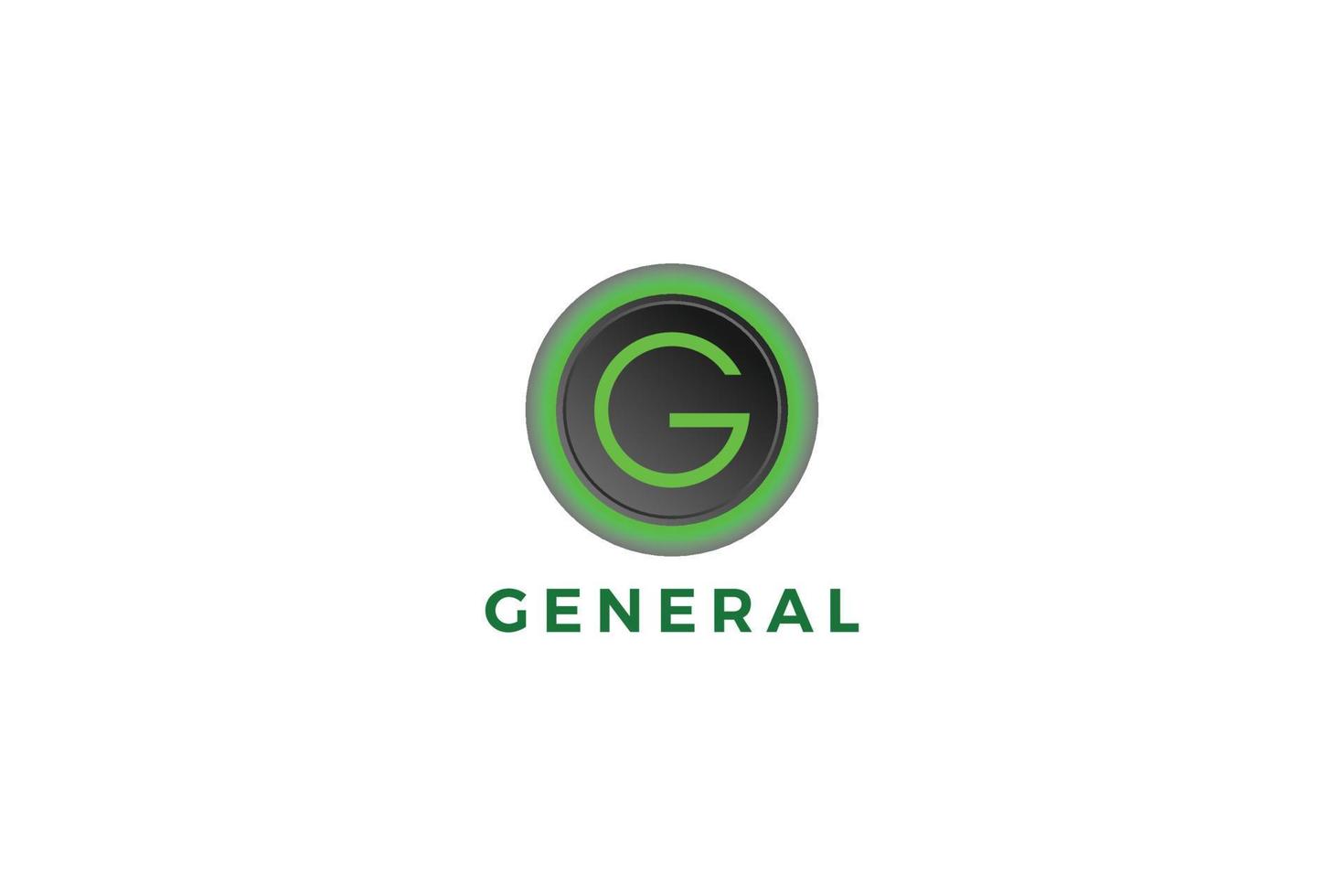 lettre g logo de l'entreprise verte 3d rougeoyante vecteur