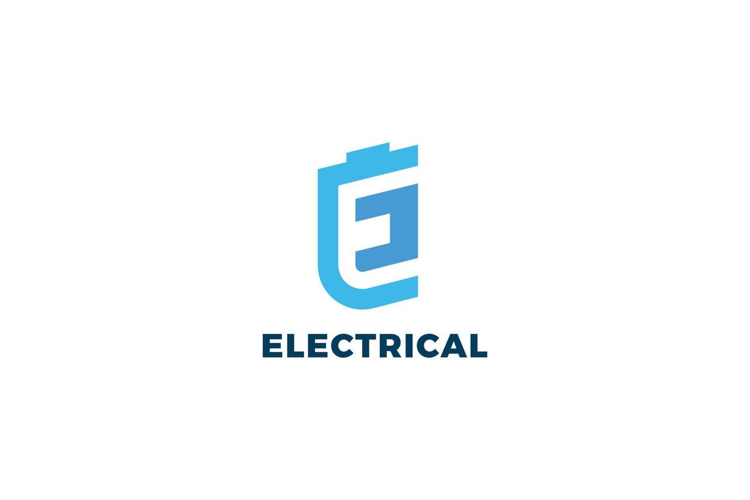 lettre e création de logo d'entreprise de batterie électrique vecteur