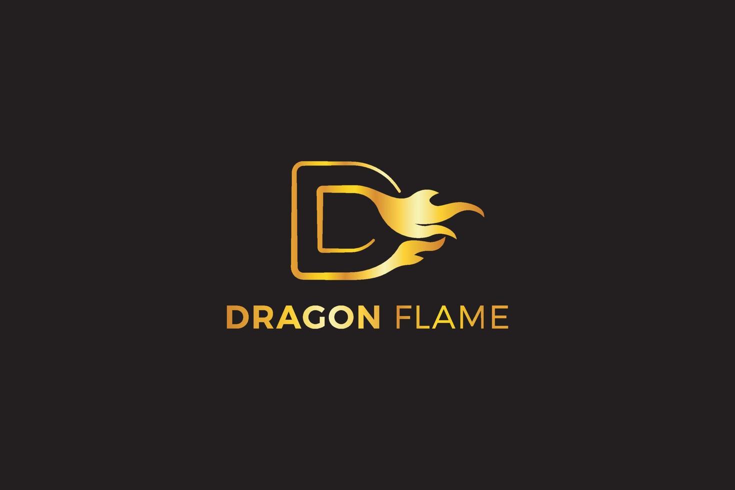 lettre d dragon flamme logo d'entreprise créative vecteur