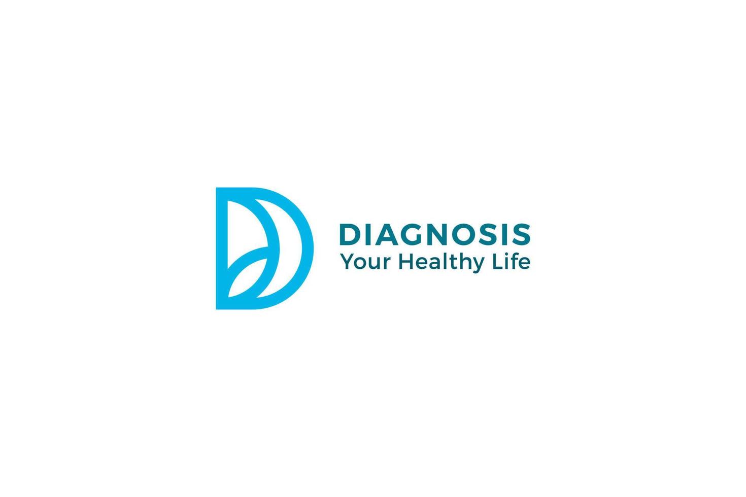 logo de diagnostic créatif de couleur bleue lettre d vecteur