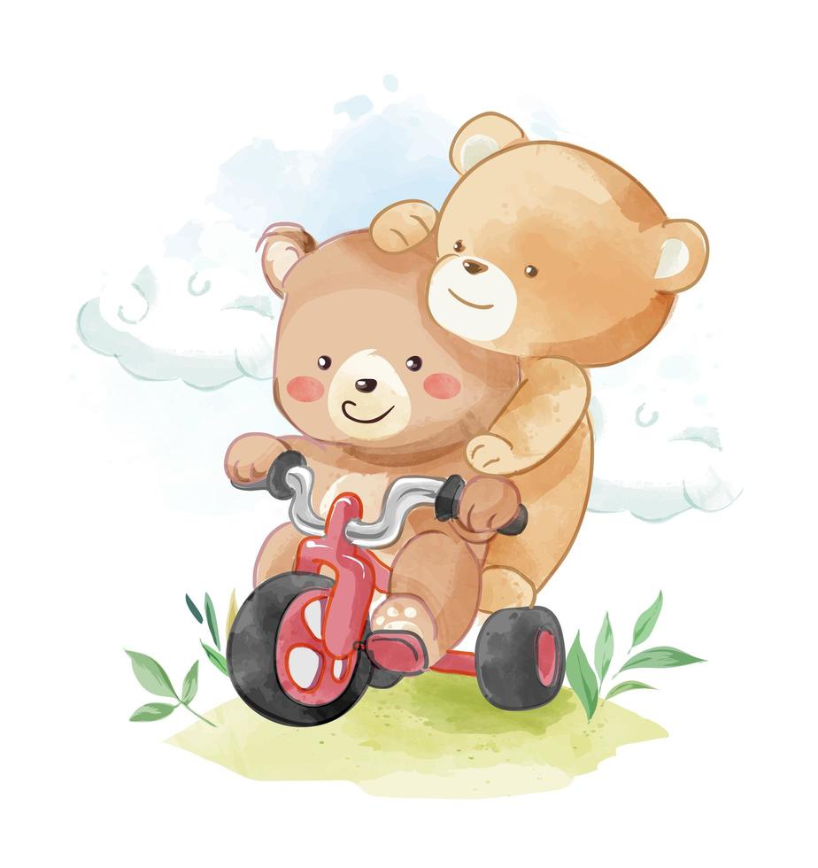 Amis ours ours équitation scooter vecteur