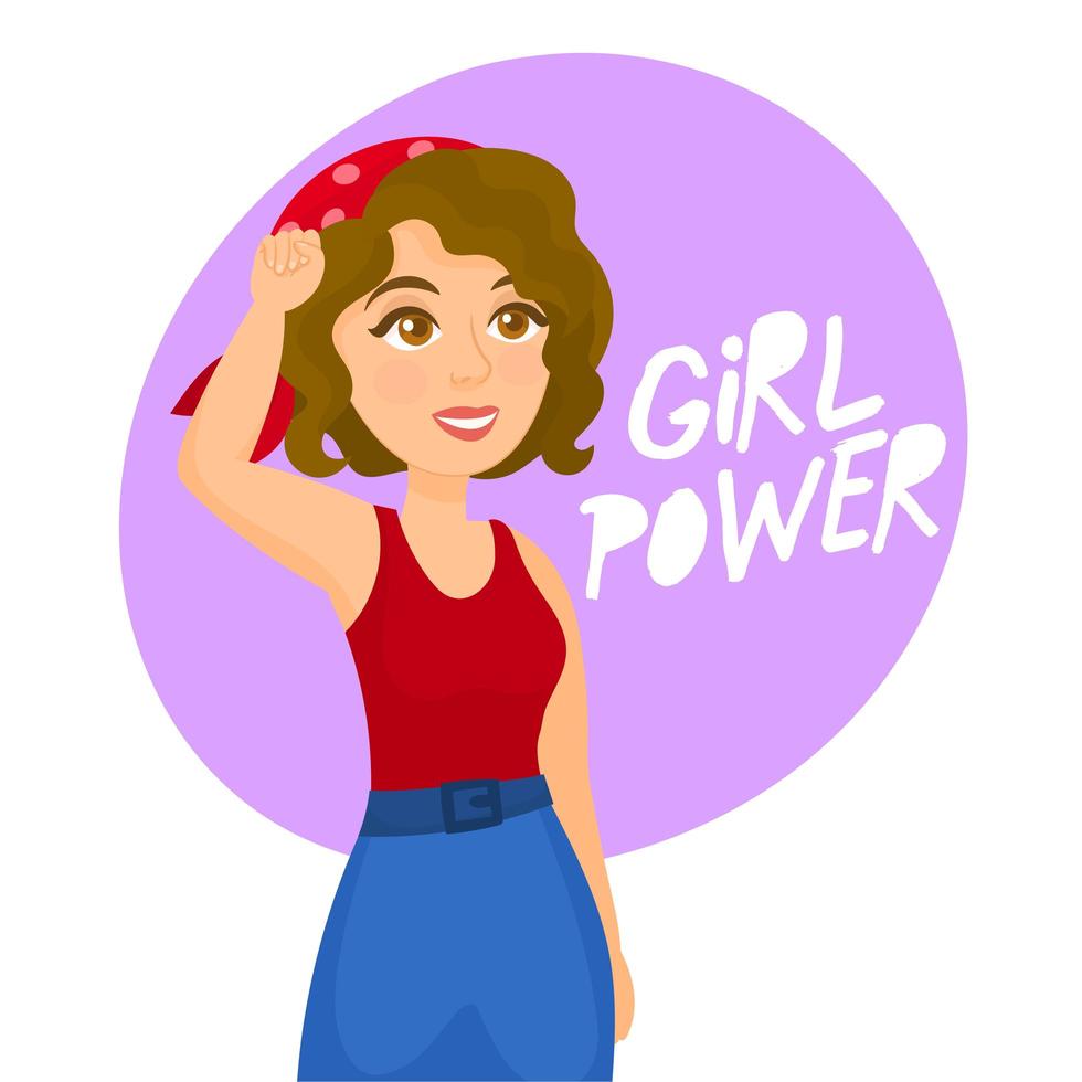 Femme avec un message `` girl power &#39;&#39; vecteur