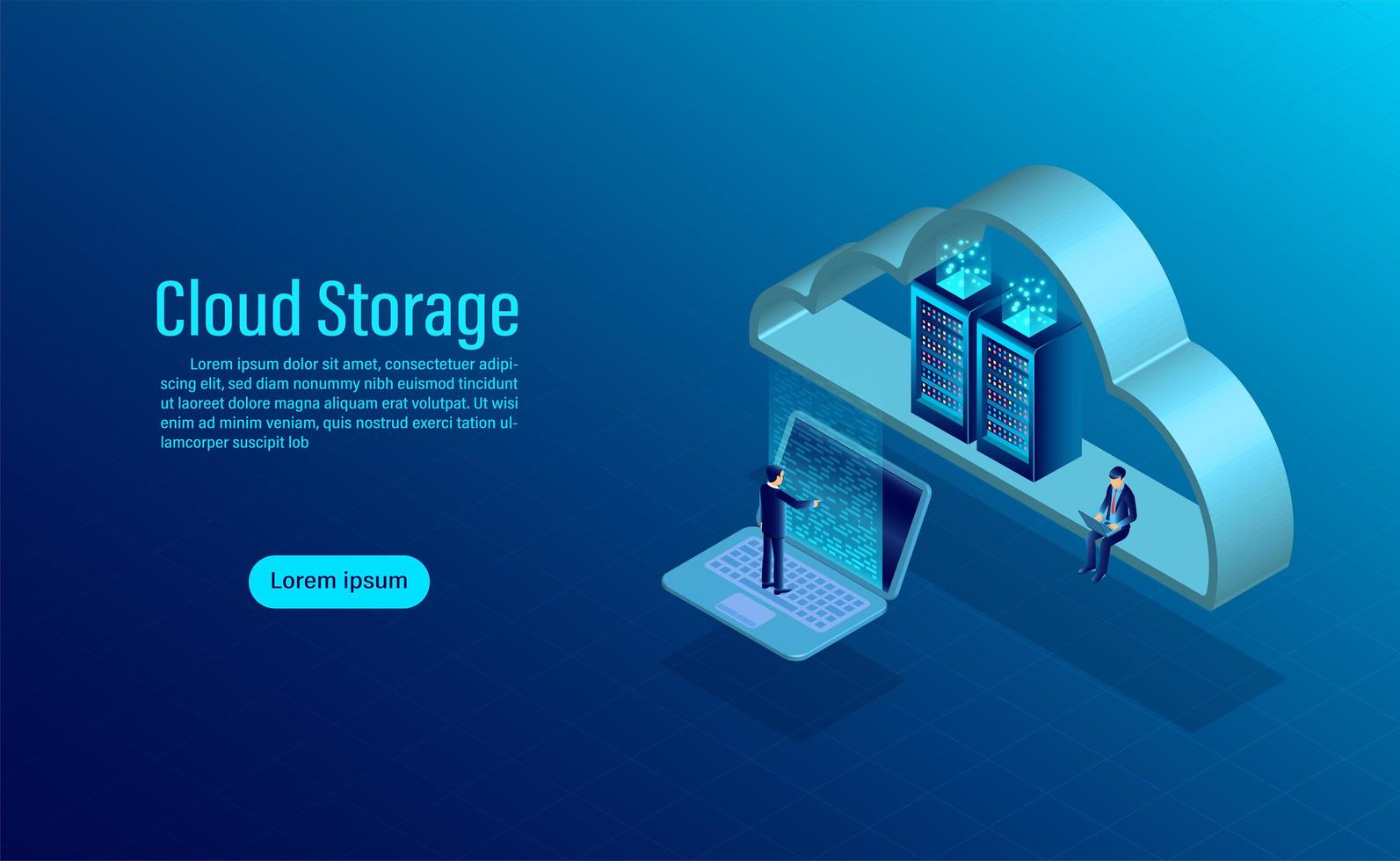 Page de destination du stockage cloud vecteur