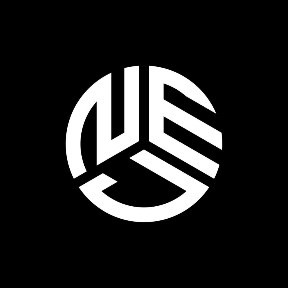 création de logo de lettre nej sur fond noir. concept de logo de lettre initiales créatives nej. conception de lettre nej. vecteur