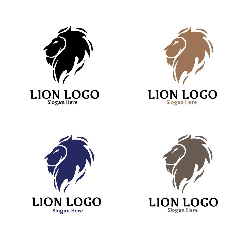 ensemble de logos de lion de différentes couleurs vecteur