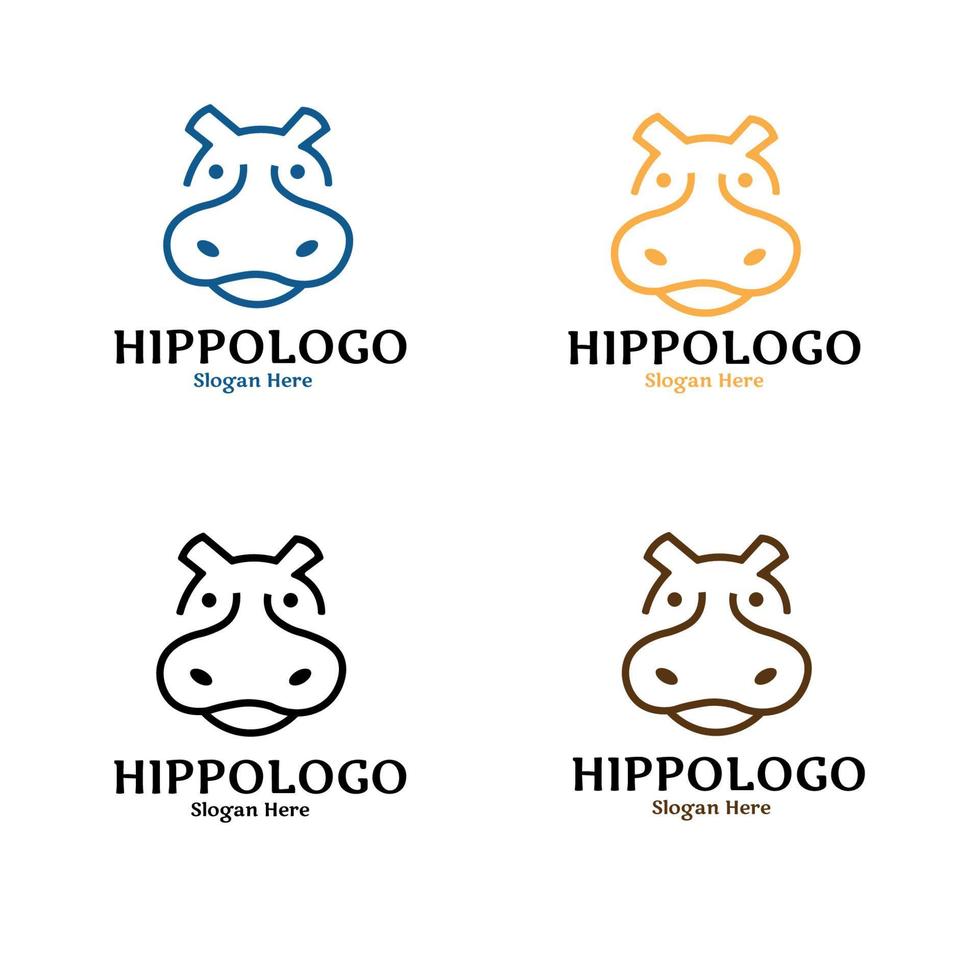 jeu de logo hippopotame vecteur