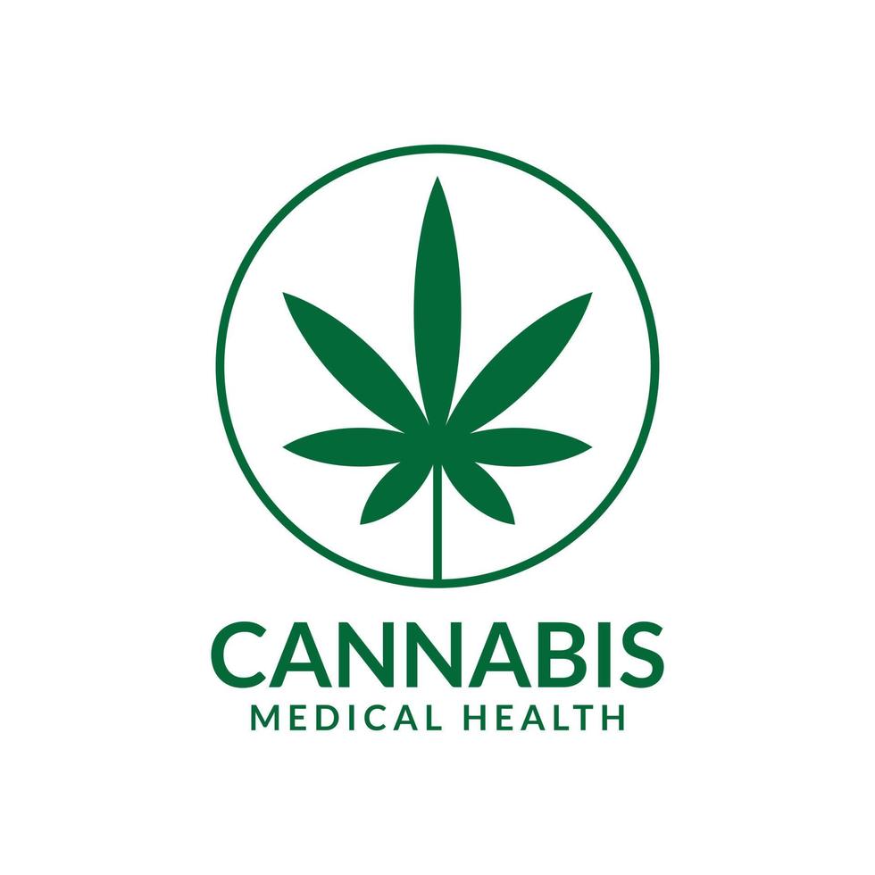 feuille de cannabis médical simple sur la création de logo de cercle vecteur