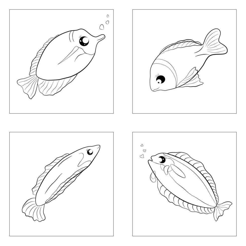 Doodle croquis poisson nager abstrait illustration vectorielle vecteur