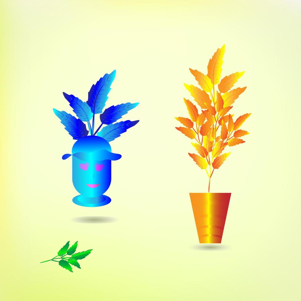 Vase de fleurs plante d'art modèle de conception d'illustration vectorielle vecteur