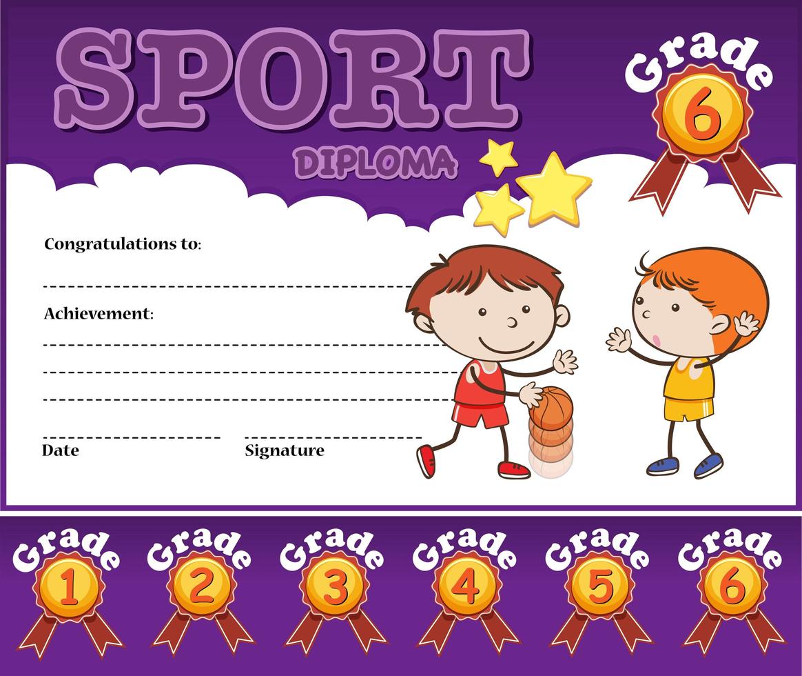 Certificat de diplôme sportif vecteur