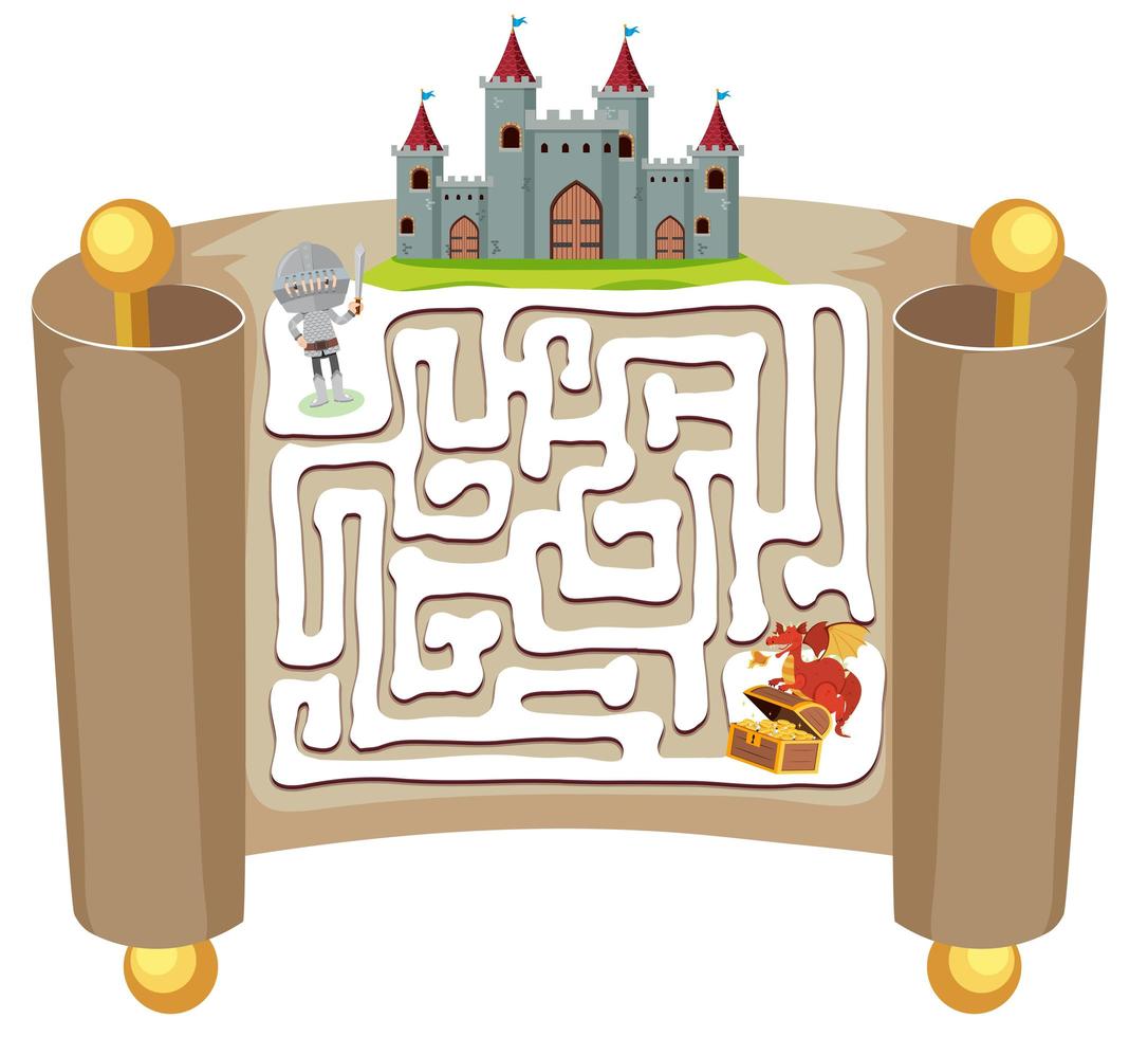 Jeu de puzzle de labyrinthe de chevalier vecteur