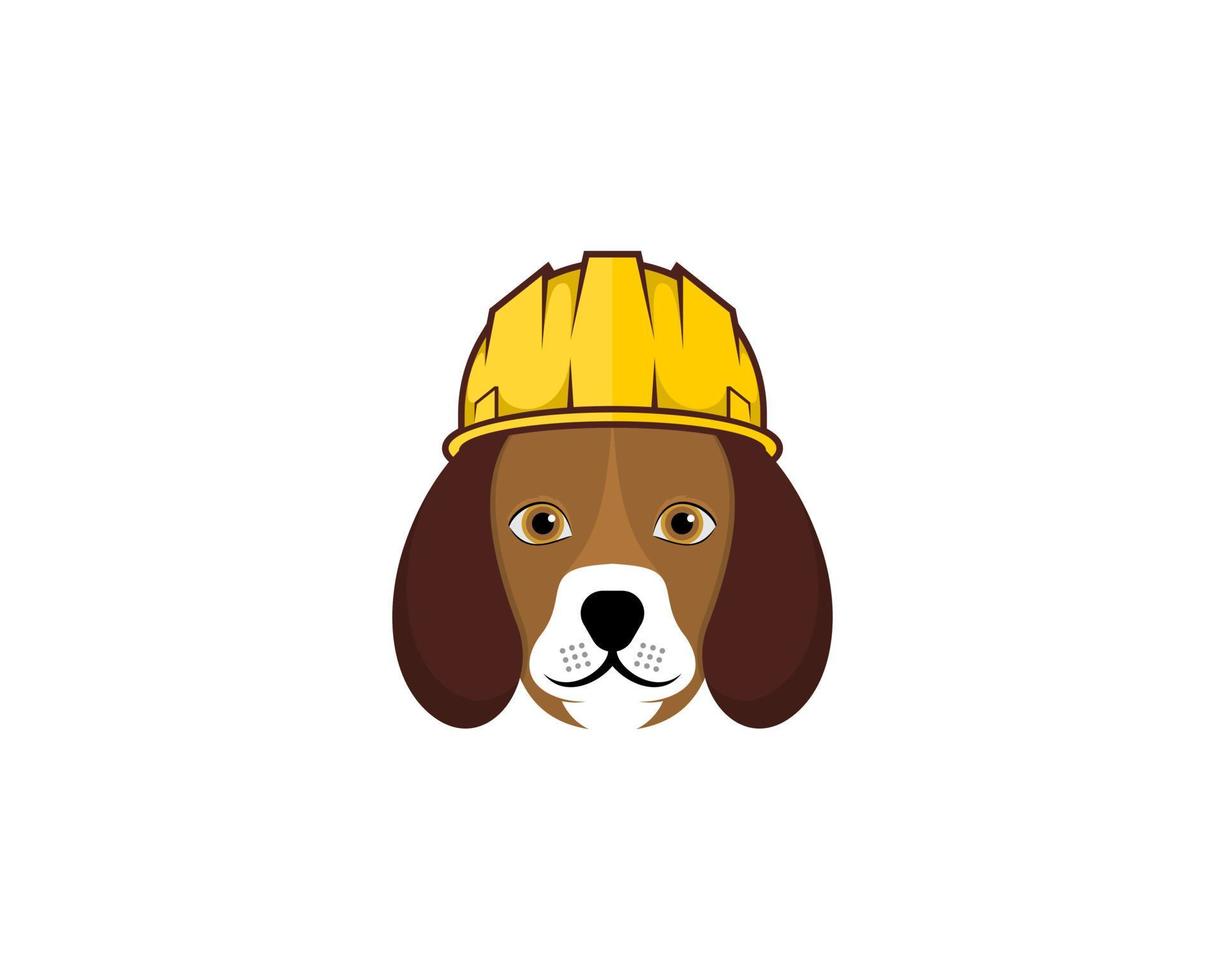 chien utilisant le logo d'illustration de casque de construction vecteur