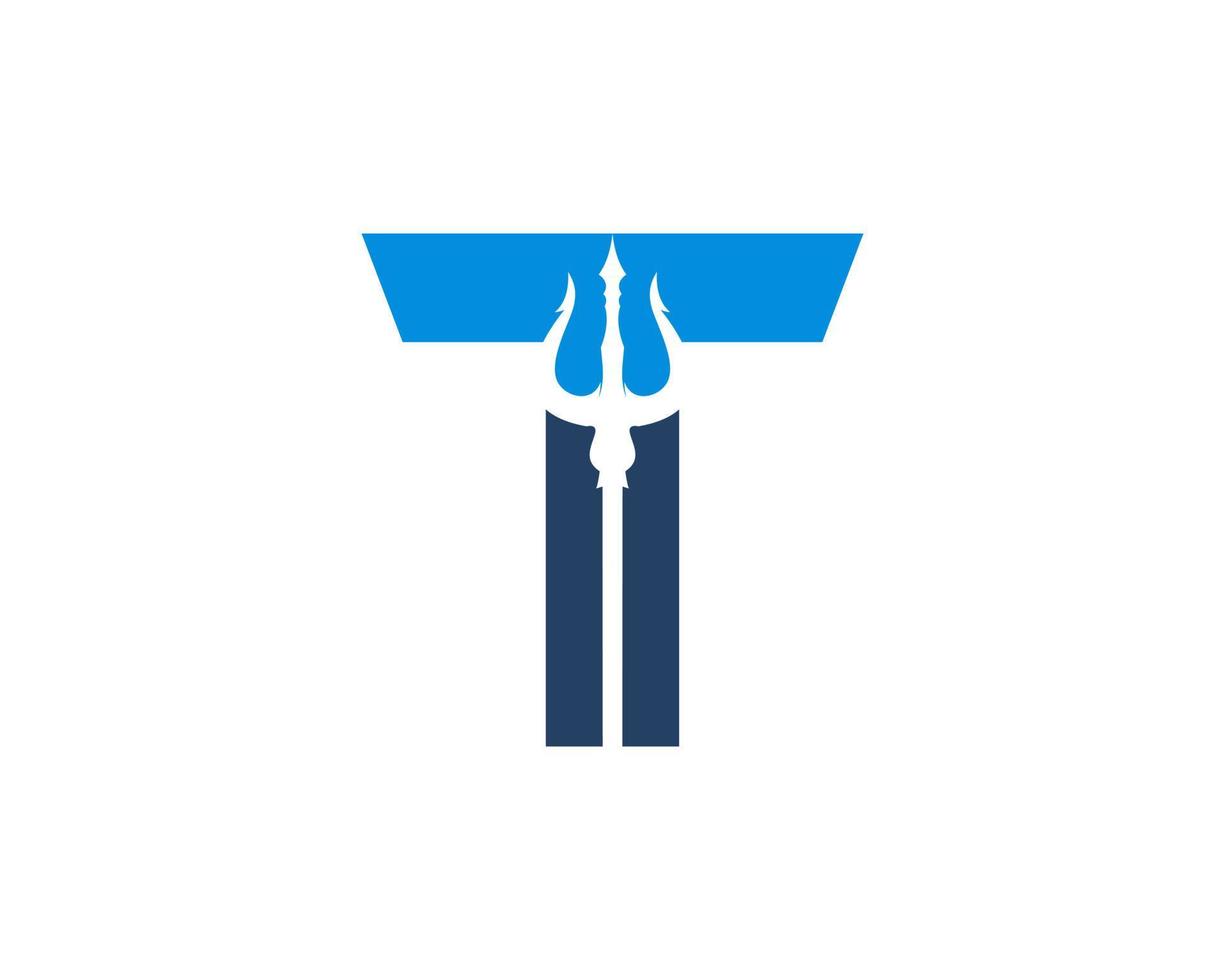 trident dans le logo de la lettre t vecteur