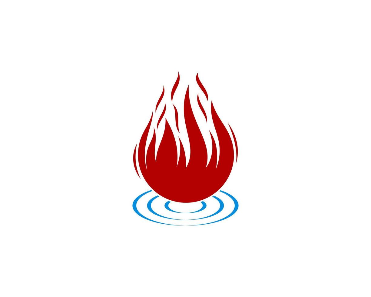 flamme de feu sur le logo de la flaque d'eau vecteur