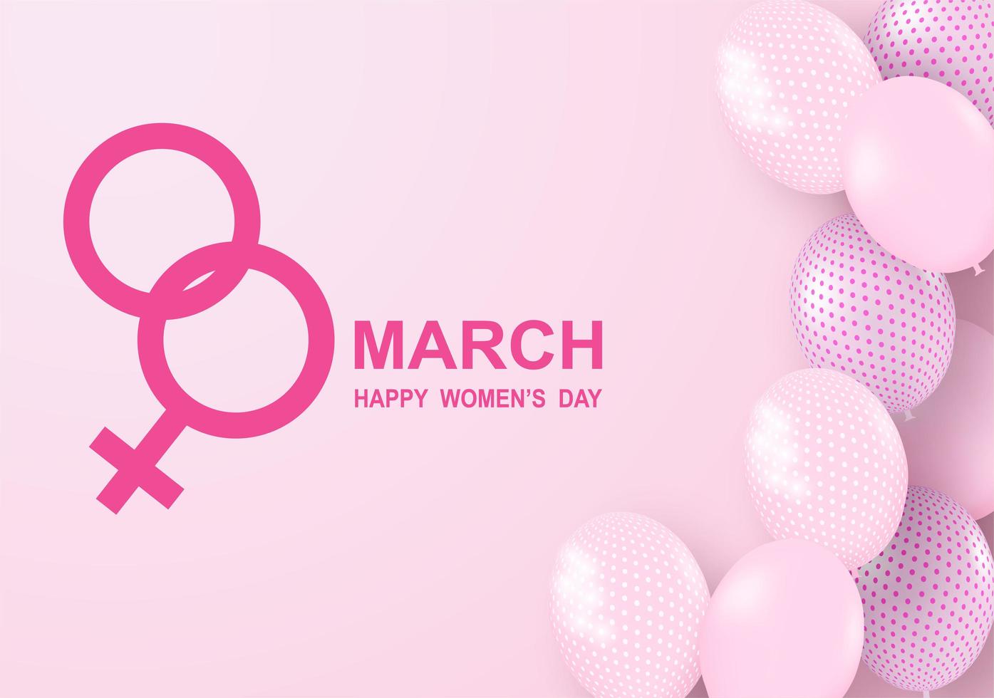 Conception de la journée de la femme avec des ballons roses et symbole féminin vecteur