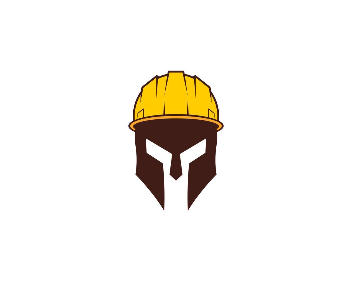 spartiate utiliser un logo de casque de sécurité de construction vecteur