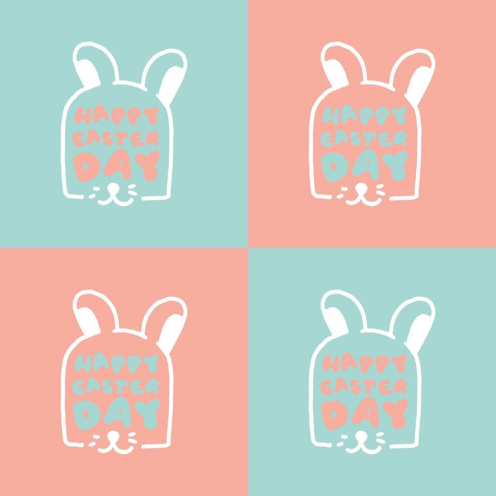 typographie mignonne joyeuses pâques et lapin, affiche de conception de doole vecteur