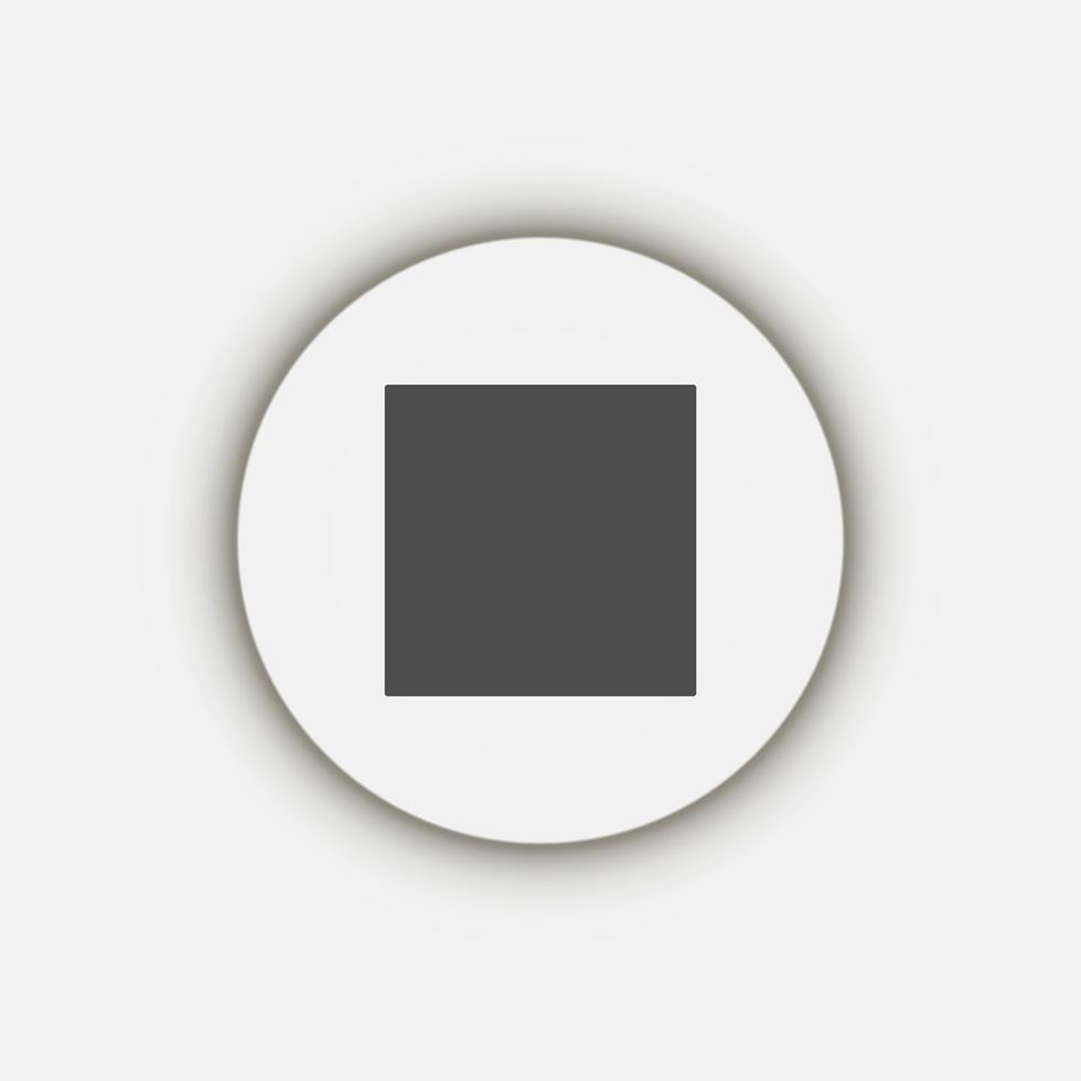 icône du bouton d'arrêt gris, modèle plat vecteur