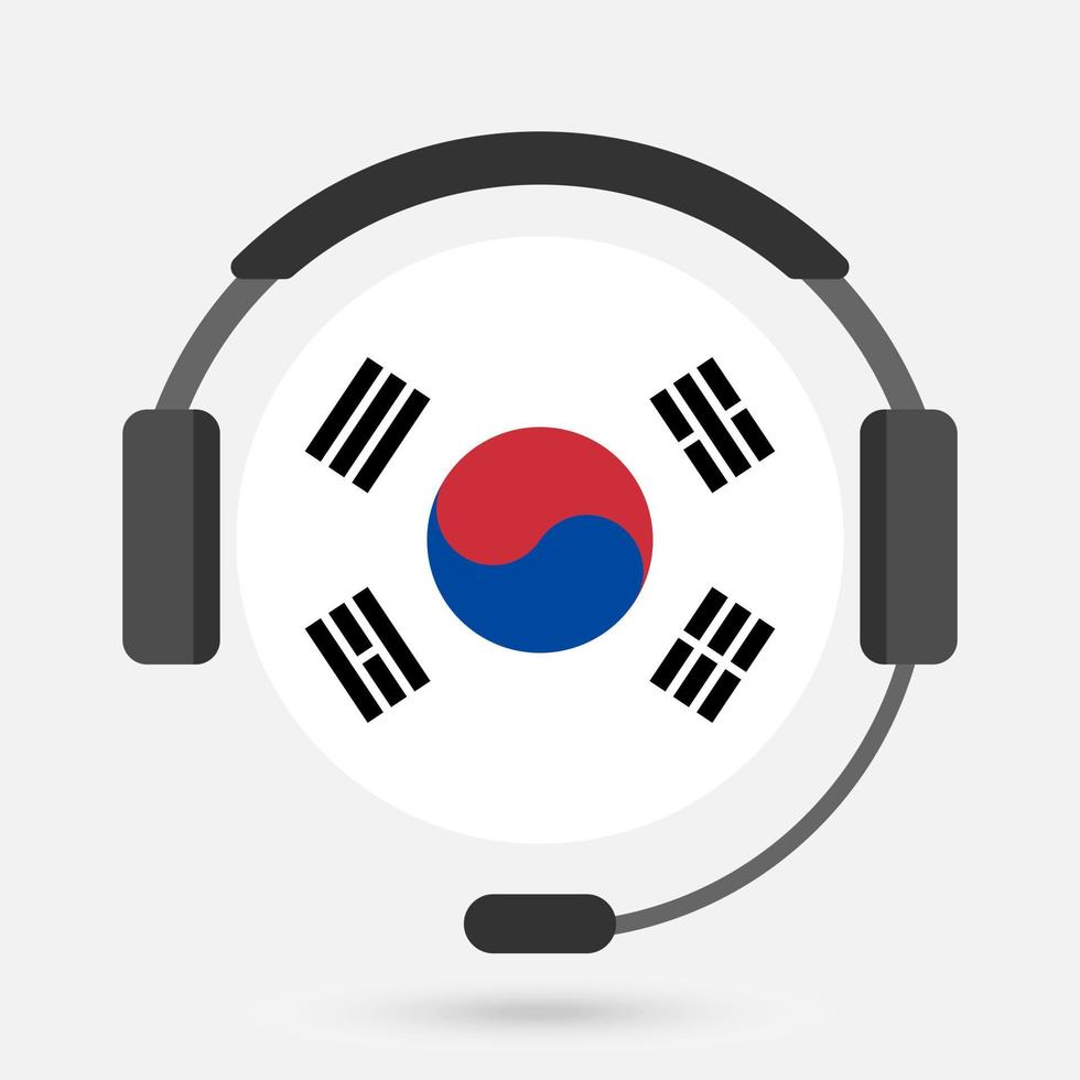 drapeau de la corée du sud avec un casque. illustration vectorielle. la langue coréenne. vecteur
