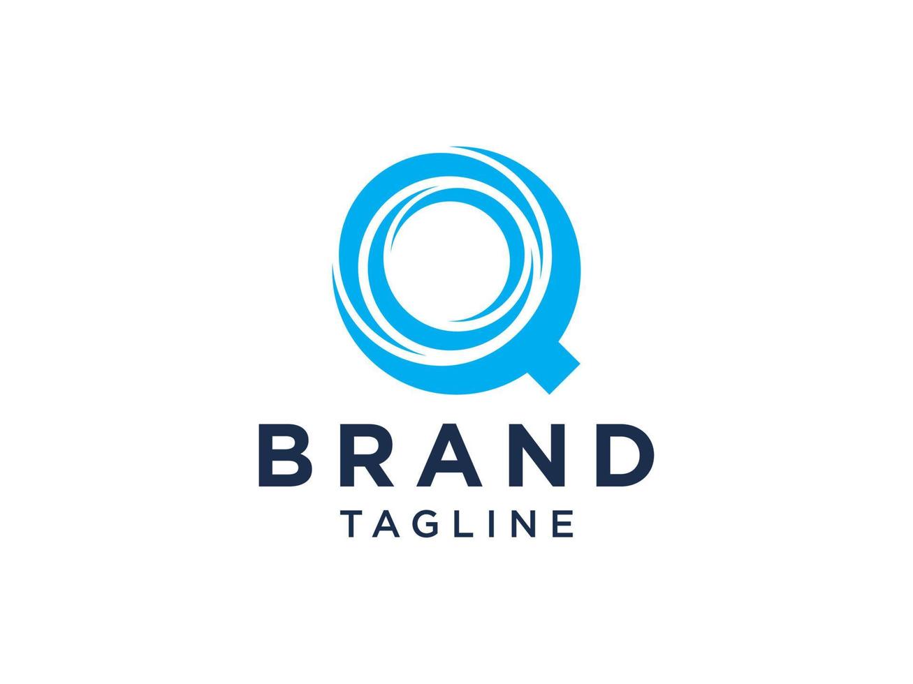 logo abstrait de la lettre initiale q. forme bleue avec ligne isolée sur fond blanc. utilisable pour les logos commerciaux et technologiques. élément de modèle de conception de logo vectoriel plat.