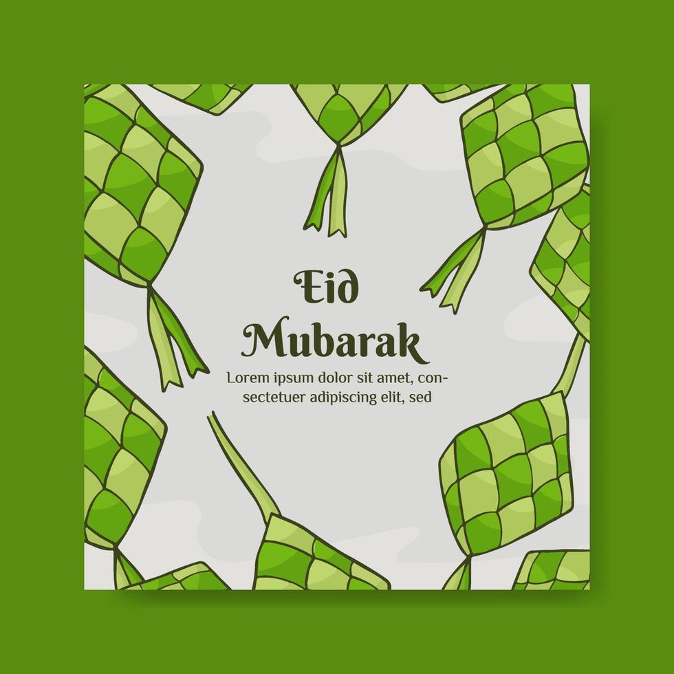 illustration eid mubarak avec concept ketupat. style plat et dessiné à la main vecteur