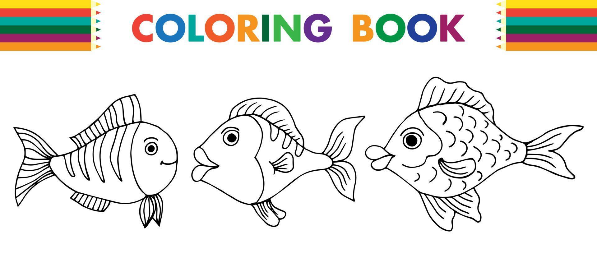 coloriage poisson. dessin d'esquisse à main levée pour livre de coloriage anti-stress adulte dans le style zentangle. vecteur