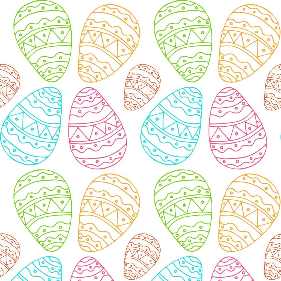 vecteur coloré oeufs de pâques modèle sans couture pour les vacances de pâques sur fond blanc. motifs, fleurs, lignes, points, étoiles. illustration vectorielle. eps 10