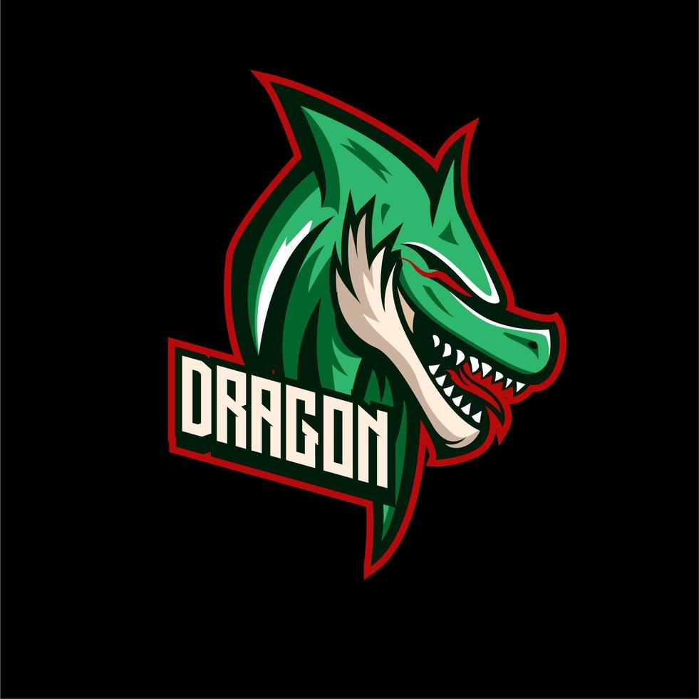 Mascotte de dragon en vert vecteur