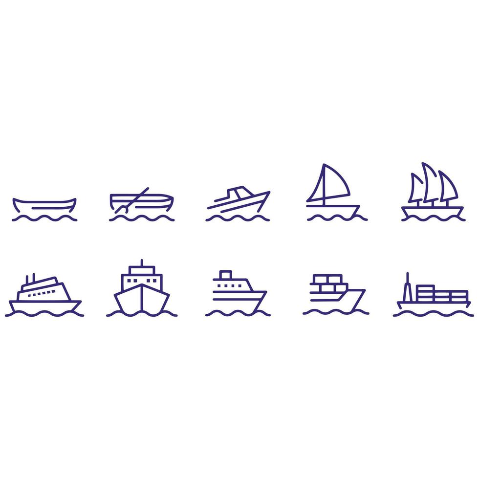 conception de vecteur d'icônes de bateau et de bateau