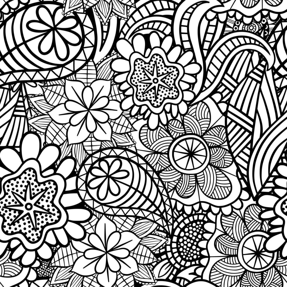 joli motif floral à colorier d'art folklorique vecteur