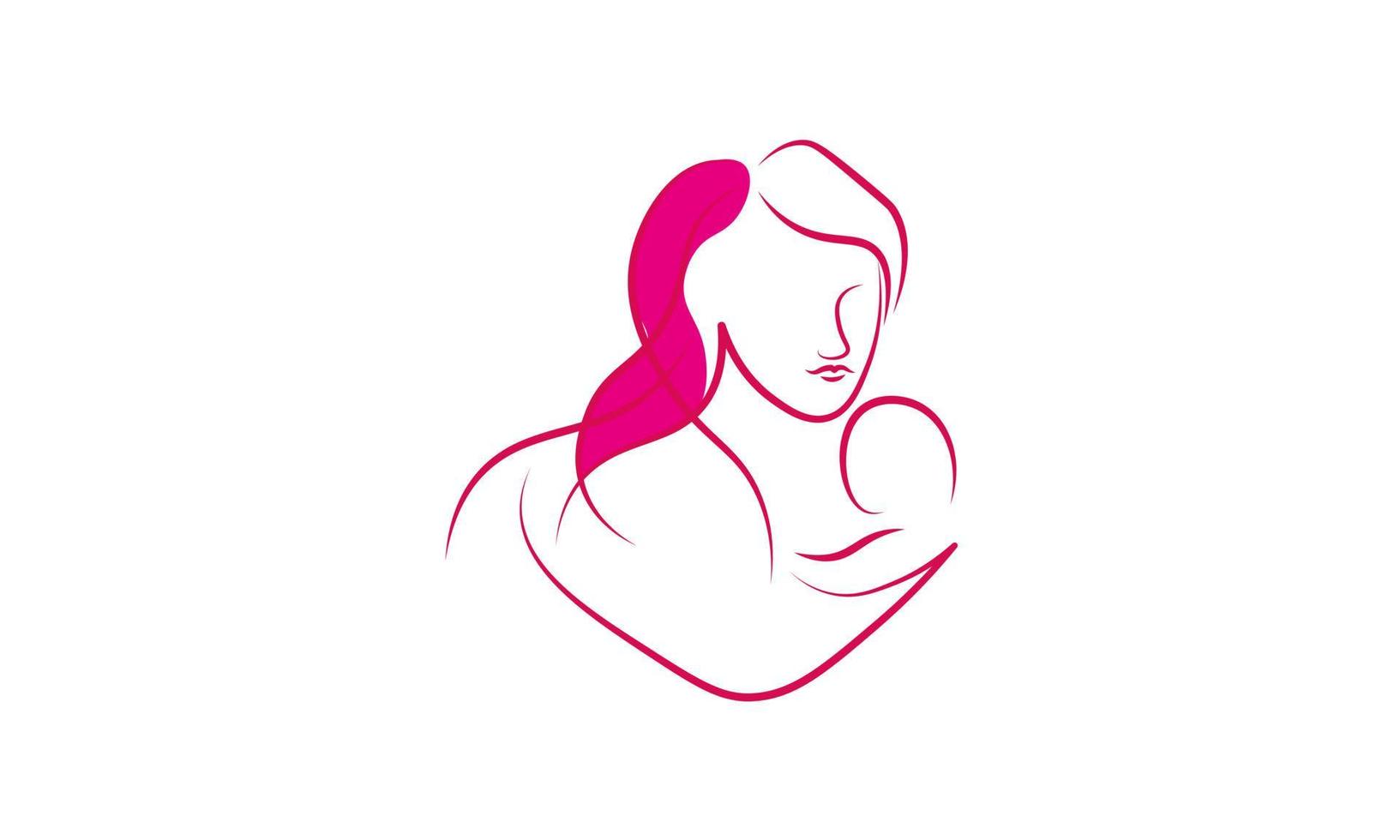 mère avec son bébé, logo de la fête des mères vecteur