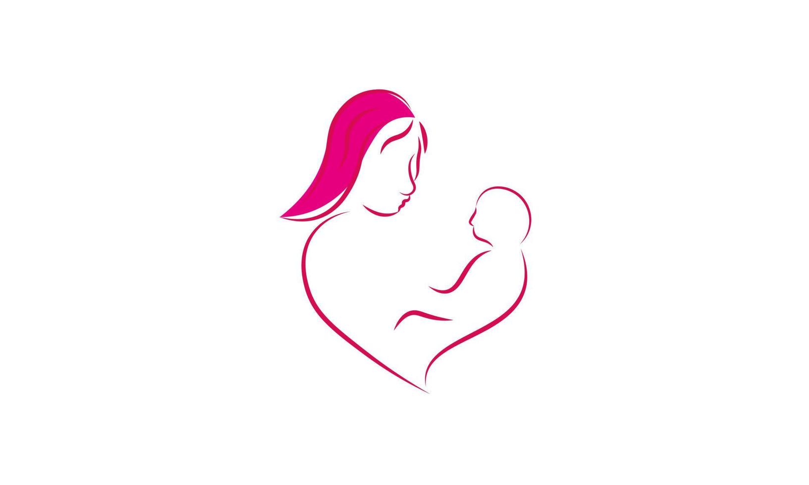 mère avec son bébé, logo de la fête des mères vecteur