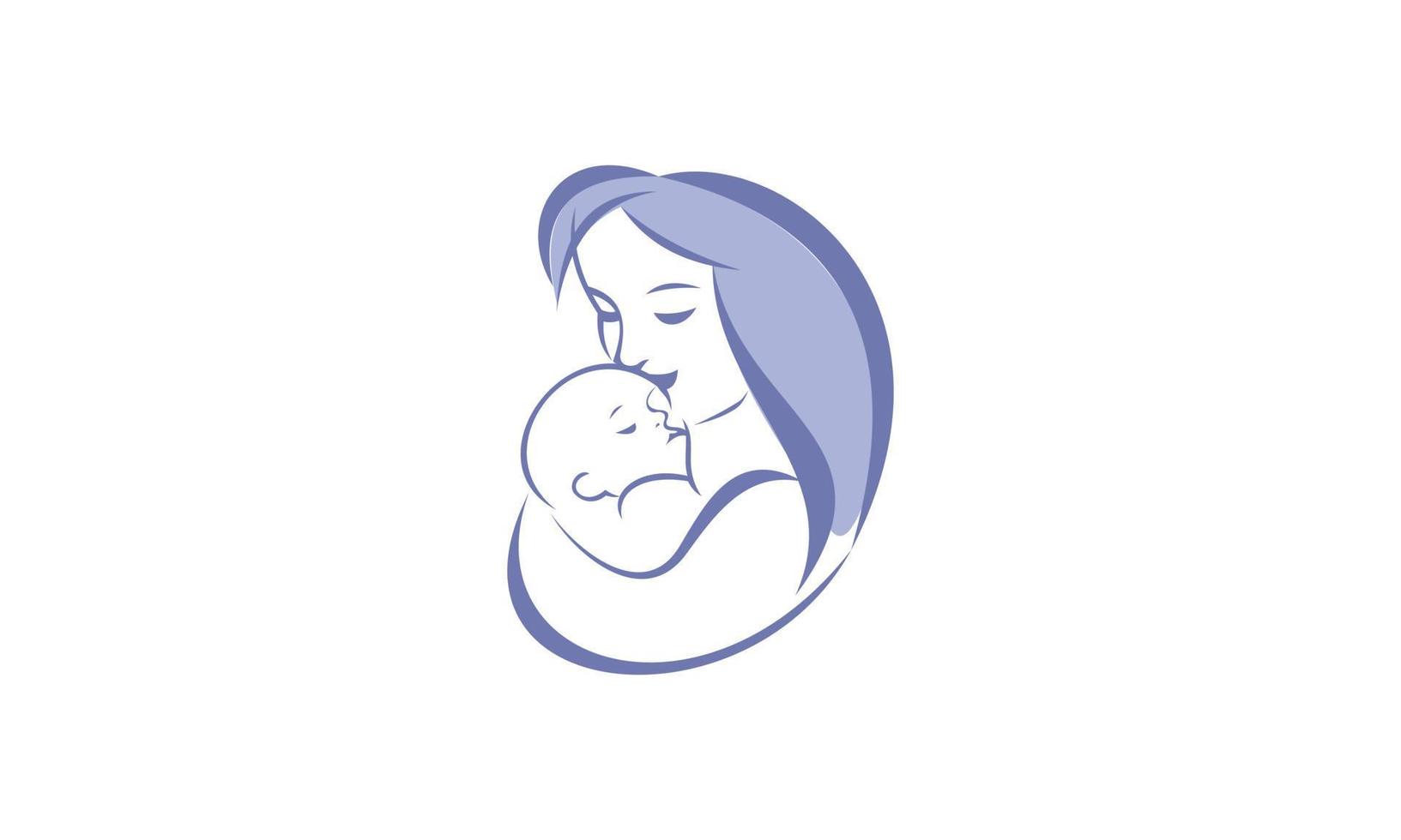 mère avec son bébé, logo de la fête des mères vecteur