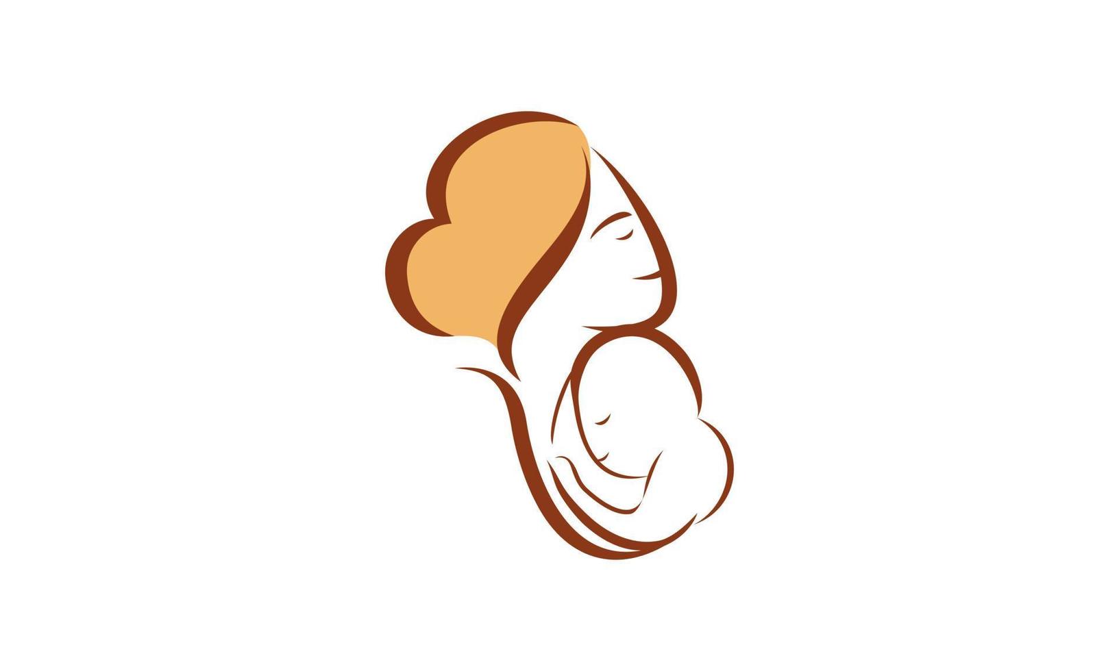 mère avec son bébé, logo de la fête des mères vecteur