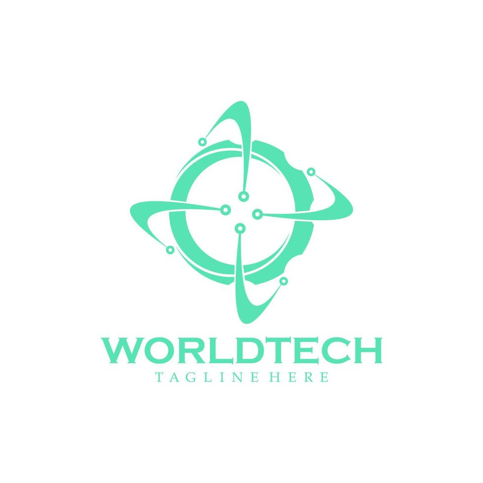 modèle de logo de technologie du monde numérique vecteur