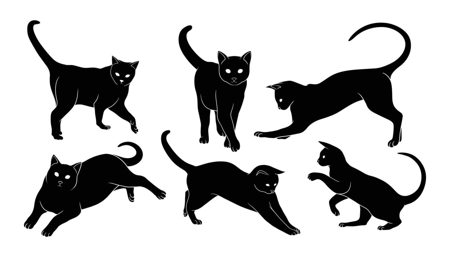 silhouette de chat dessinée à la main vecteur