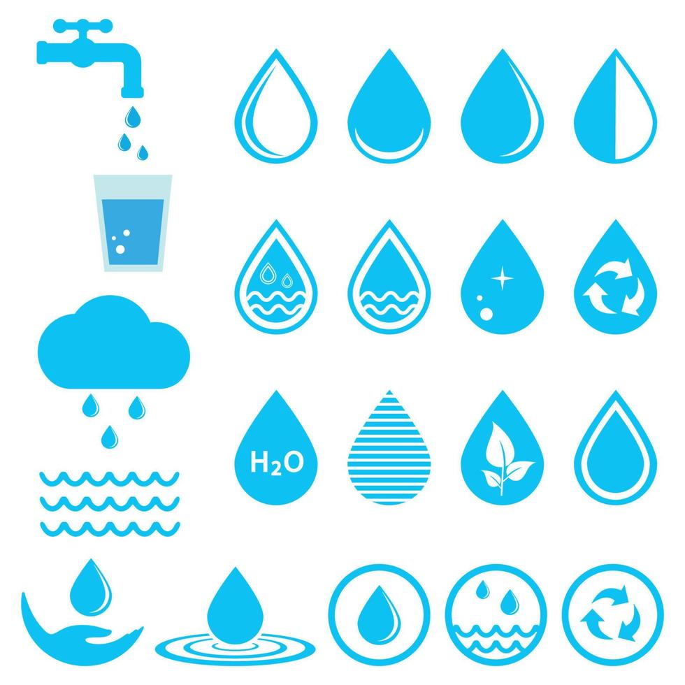 ensemble d'icônes de l'eau bleue vecteur
