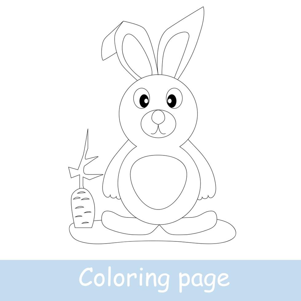 page de coloriage de lièvre de dessin animé mignon. apprendre à dessiner des animaux. dessin au trait vectoriel, dessin à la main. livre de coloriage pour enfants vecteur