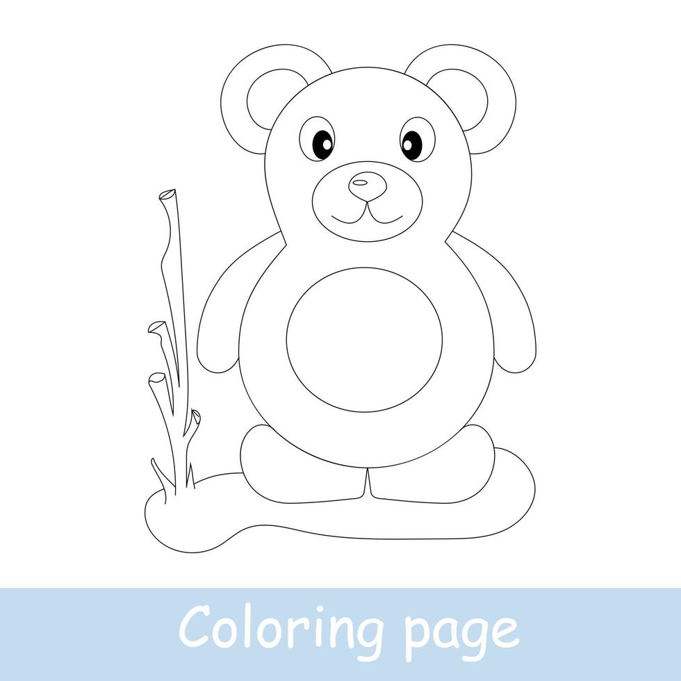 page de coloriage d'ours de dessin animé mignon. apprendre à dessiner des animaux. dessin au trait vectoriel, dessin à la main. livre de coloriage pour enfants vecteur