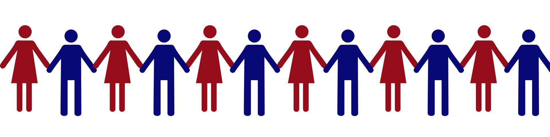 pictogramme d'hommes. hommes et femmes se tenant la main. communauté unie de personnes ayant les mêmes intérêts. icône de confiance pour les modèles et la conception Web vecteur